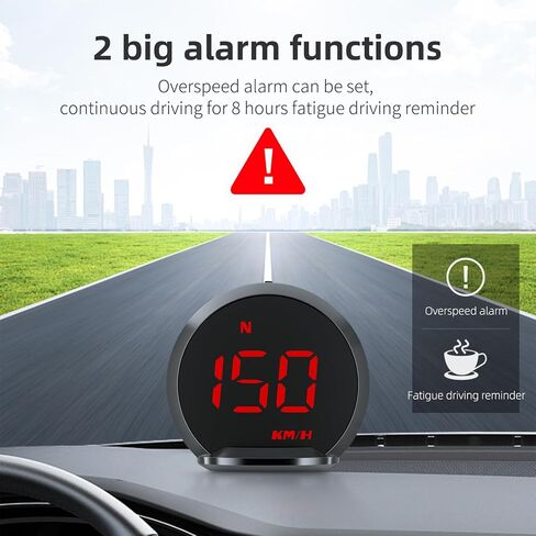 عداد السرعة GPS G13، شاشة عرض رأسية للسيارات ذات السرعة ميلا في الساعة، اتجاه قيادة البوصلة، تذكير القيادة بالتعب، عداد رحلة إنذار السرعة الزائدة، لجميع المركبات in Kuwait