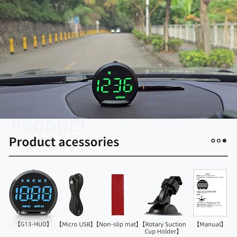 عداد السرعة GPS G13، شاشة عرض رأسية للسيارات ذات السرعة ميلا في الساعة، اتجاه قيادة البوصلة، تذكير القيادة بالتعب، عداد رحلة إنذار السرعة الزائدة، لجميع المركبات in Kuwait