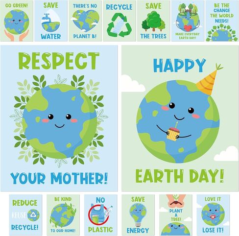9 قطع من ملصقات يوم الأرض من CPicdn، ملصق للتوعية البيئية غير المؤطرة مقاس 8 × 10 بوصة مطبوعات فنية جدارية لطيفة ديكور يوم الأرض السعيد ديكورات تعليمية لغرفة النوم في مكتبة المدرسة الابتدائية in Kuwait