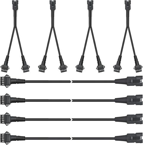 20 PCS 60 inch 4 Pin Rock Light Extension Wires & 2-Way Splitters, Pure Copper Insulated Cable for Motorcycle ATV Trike Golf Car Truck Neon Underglow Strip Lights in Kuwait