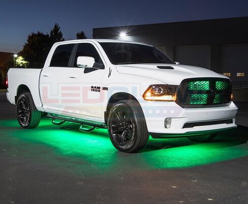 LEDGlow 6pc Green Flexible Truck Slimline LED Underbody Underglow Accent Neon Lighting Kit - 4 Unique Patterns - Water Resistant, Low Profile Tubes - Includes Control Box & Remote in Saudi Arabia