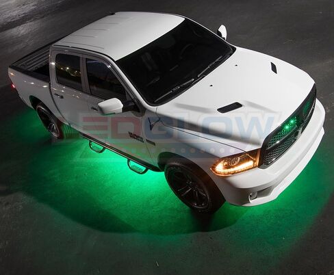 LEDGlow 6pc Green Flexible Truck Slimline LED Underbody Underglow Accent Neon Lighting Kit - 4 Unique Patterns - Water Resistant, Low Profile Tubes - Includes Control Box & Remote in Saudi Arabia