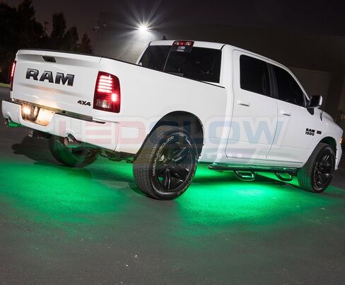 LEDGlow 6pc Green Flexible Truck Slimline LED Underbody Underglow Accent Neon Lighting Kit - 4 Unique Patterns - Water Resistant, Low Profile Tubes - Includes Control Box & Remote in Saudi Arabia