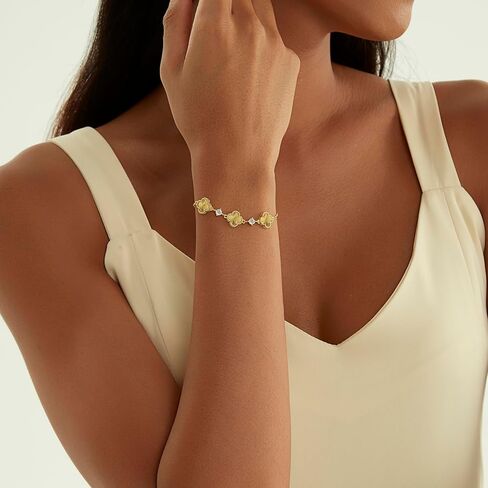 18K مطلية بالذهب لاكي البرسيم سوار مكعب زركونيا سوار زهرة أربع أوراق ربط أساور الأزياء والمجوهرات هدايا عيد ميلاد شخصية للنساء in Saudi Arabia