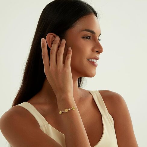 18K مطلية بالذهب لاكي البرسيم سوار مكعب زركونيا سوار زهرة أربع أوراق ربط أساور الأزياء والمجوهرات هدايا عيد ميلاد شخصية للنساء in Saudi Arabia