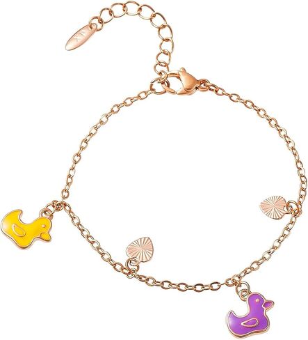 Cute Rose Gold Bracelet with Duck Charms, Fashion Jewelry Personalized Birthday Gifts for Teen Girls in Saudi Arabia
