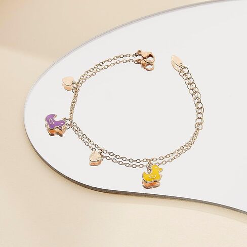 Cute Rose Gold Bracelet with Duck Charms, Fashion Jewelry Personalized Birthday Gifts for Teen Girls in Saudi Arabia