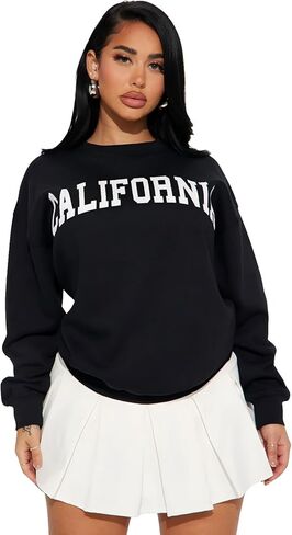 Crewneck Sweatshirt for Women Casual Graphic Sweatshirt Pullover Long Sleeve Fleece Tops in Saudi Arabia