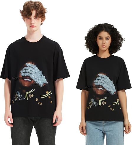 Mens Graphic Tee, Oversized for Men, Rhinestone T-Shirt in Saudi Arabia