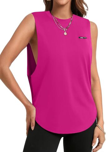 Remidoo Women's Open Side Tank Top Sleeveless Workout Tops Curved Hem Yoga Shirt in Saudi Arabia