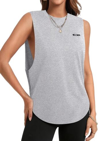 Remidoo Women's Open Side Tank Top Sleeveless Workout Tops Curved Hem Yoga Shirt in Saudi Arabia