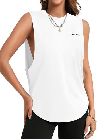 Remidoo Women's Open Side Tank Top Sleeveless Workout Tops Curved Hem Yoga Shirt in Saudi Arabia