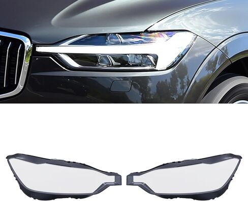 استبدال غطاء المصباح الأمامي للسيارة متوافق مع فولفو XC60 2017-2021، زوج واحد من غطاء عدسة المصباح الأمامي الشفاف، وضعه على السيارة: أمامي، يسار ويمين in Kuwait