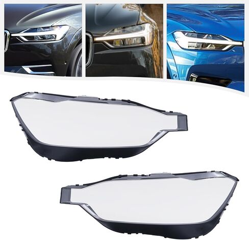 استبدال غطاء المصباح الأمامي للسيارة متوافق مع فولفو XC60 2017-2021، زوج واحد من غطاء عدسة المصباح الأمامي الشفاف، وضعه على السيارة: أمامي، يسار ويمين in Kuwait