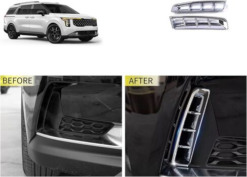Front Fog Lights Covers Compatible with Kia Carnival 2026 2025 2024 2023 2022 Fog Lamp Frame Trim Exterior Car Accessories ABS 2PCS(Glossy Chrome Style) in Saudi Arabia