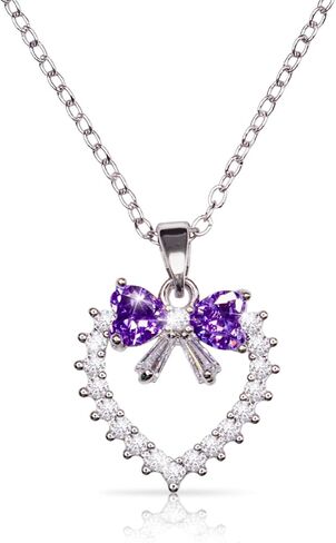 Bow Heart Pendent Pendant Necklace for Women White Crystal Necklace Dainty Silver Plated Necklace Bow Jewelry with Zirconia, Heart Choker Necklaces for Her Gifts in Kuwait