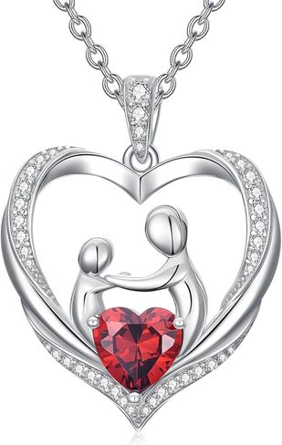 Mothers Day Gifts for Women Mom Necklace Mother Daughter Heart Pendant with 12 Months Birthstone Christmas Anniversary Jewelry for Mom Daughter Grandmother in Saudi Arabia