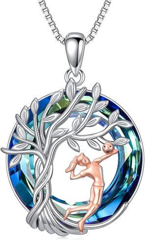 TOUPOP Tree of Life Necklace 925 Sterling Silver Celtic Knot Tree Pendant Blue Crystal Jewelry Mother's Day Gifts for Women Men in Saudi Arabia