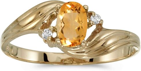14k Yellow Gold Oval Citrine And Diamond Ring in Kuwait