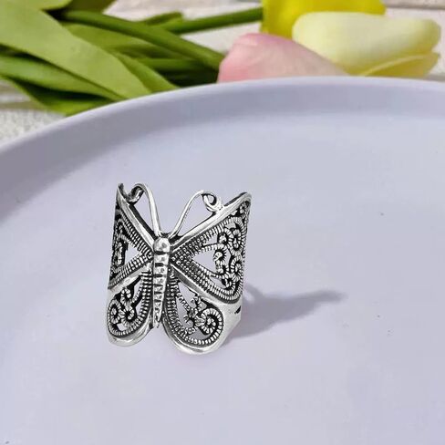 EVKILKJS Vintage Butterfly Rings for Women Alloy Butterfly Finger Rings Adjustable Butterfly Knuckle Ring Jewelry Gift for Women in Kuwait