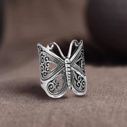 EVKILKJS Vintage Butterfly Rings for Women Alloy Butterfly Finger Rings Adjustable Butterfly Knuckle Ring Jewelry Gift for Women in Kuwait