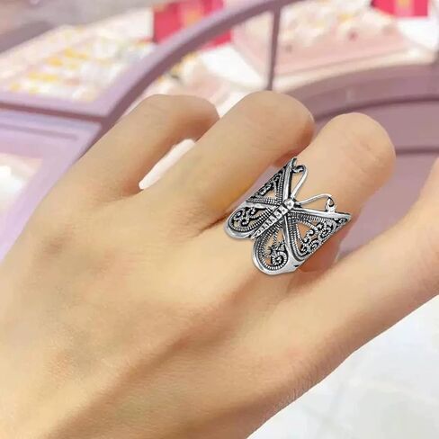EVKILKJS Vintage Butterfly Rings for Women Alloy Butterfly Finger Rings Adjustable Butterfly Knuckle Ring Jewelry Gift for Women in Kuwait