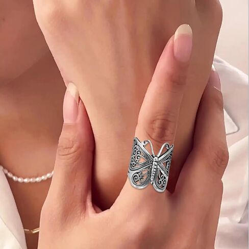 EVKILKJS Vintage Butterfly Rings for Women Alloy Butterfly Finger Rings Adjustable Butterfly Knuckle Ring Jewelry Gift for Women in Kuwait