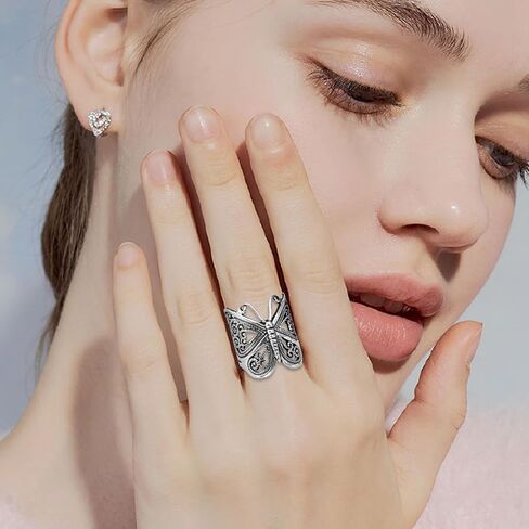 EVKILKJS Vintage Butterfly Rings for Women Alloy Butterfly Finger Rings Adjustable Butterfly Knuckle Ring Jewelry Gift for Women in Kuwait