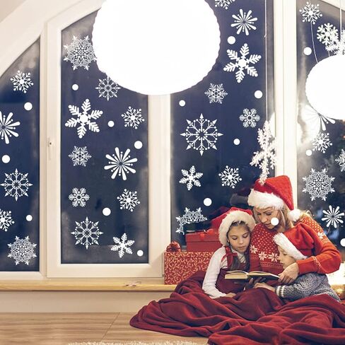 238 قطعة من ملصقات نوافذ عيد الميلاد على شكل ندفة الثلج، ملصقات نافذة عيد الميلاد 8 أوراق in Kuwait