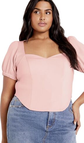 City Chic Women's Plus Size Top - Corset Puff in Saudi Arabia