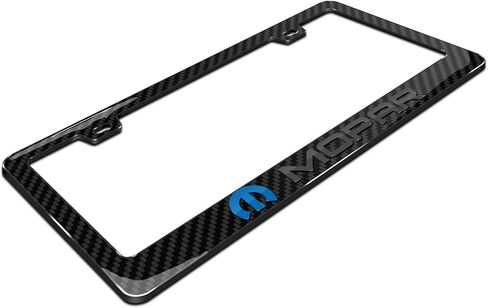 صورة iPick لـ Mopar 3D باللون الرمادي الداكن على إطار لوحة ترخيص من بلاستيك ABS من ألياف الكربون الحقيقية in Saudi Arabia