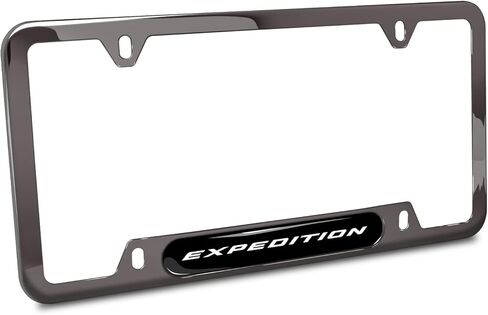 iPick Image Made for Ford Expedition Black Insert Gunmetal Chrome Stainless Steel License Plate Frame in Saudi Arabia