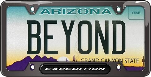iPick Image Made for Ford Expedition Black Insert Gunmetal Chrome Stainless Steel License Plate Frame in Saudi Arabia