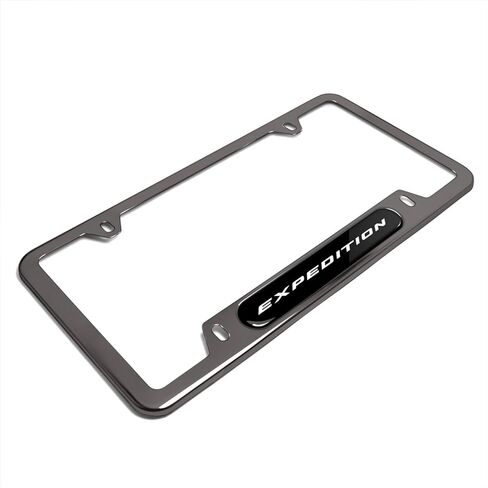 iPick Image Made for Ford Expedition Black Insert Gunmetal Chrome Stainless Steel License Plate Frame in Saudi Arabia