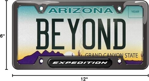 iPick Image Made for Ford Expedition Black Insert Gunmetal Chrome Stainless Steel License Plate Frame in Saudi Arabia
