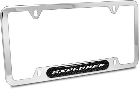 iPick Image for - Ford Explorer Real Carbon Fiber Nameplate Chrome Stainless Steel License Plate Frame in Saudi Arabia