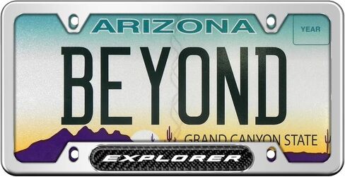 iPick Image for - Ford Explorer Real Carbon Fiber Nameplate Chrome Stainless Steel License Plate Frame in Saudi Arabia
