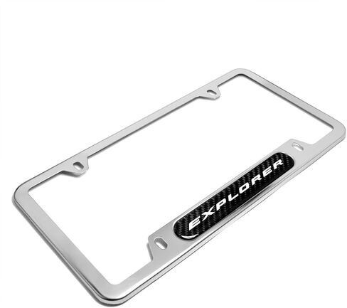 iPick Image for - Ford Explorer Real Carbon Fiber Nameplate Chrome Stainless Steel License Plate Frame in Saudi Arabia