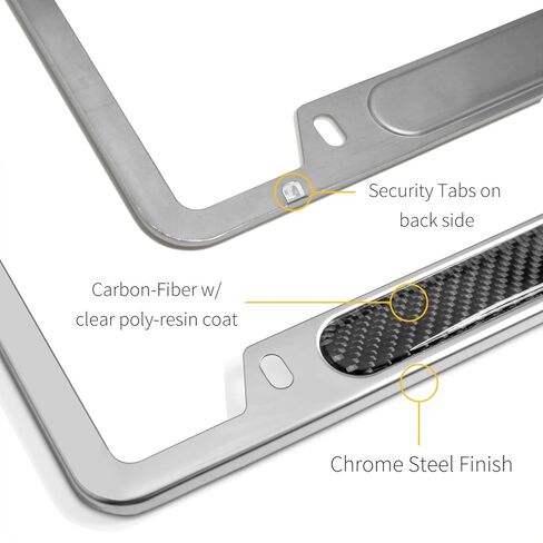 iPick Image for - Ford Explorer Real Carbon Fiber Nameplate Chrome Stainless Steel License Plate Frame in Saudi Arabia