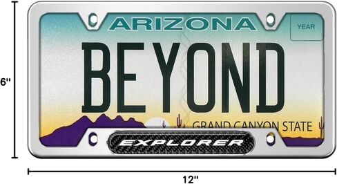 iPick Image for - Ford Explorer Real Carbon Fiber Nameplate Chrome Stainless Steel License Plate Frame in Saudi Arabia