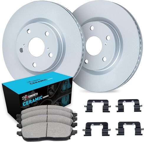 R1 Concepts Front Brake Kit For 2019-2022 Acura RDX| Blank Brake Rotors| Ceramic Brake Pads and Rotors Kit| Hardware included in Saudi Arabia