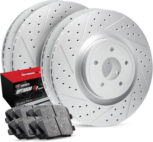 R1 Concepts Front and Rear Brake Kit For 1968-1969 Chevrolet Camaro, 1963-1982 Chevrolet Corvette| Drilled Slotted Brake Rotors| Optimum OEP Brake Pads and Rotors Kit in Saudi Arabia
