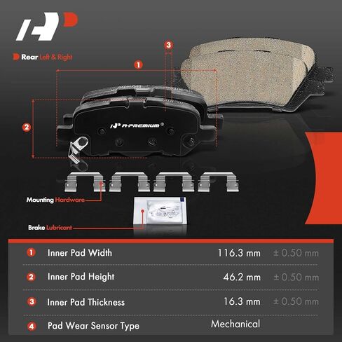 A-Premium Rear Ceramic Brake Pads Set Compatible with Toyota Models - Venza 2009 2010 2011 2012 2013 2014 2015 2016, with Hardware, 8-Pack in Saudi Arabia