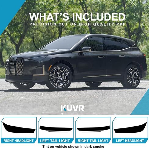 طقم المصابيح الأمامية المقطوعة مسبقًا المتوافقة مع BMW iX 2022-2025 | غلاف غلاف من الفينيل PPF قابل للتمدد بدقة (دخان خفيف) in Kuwait