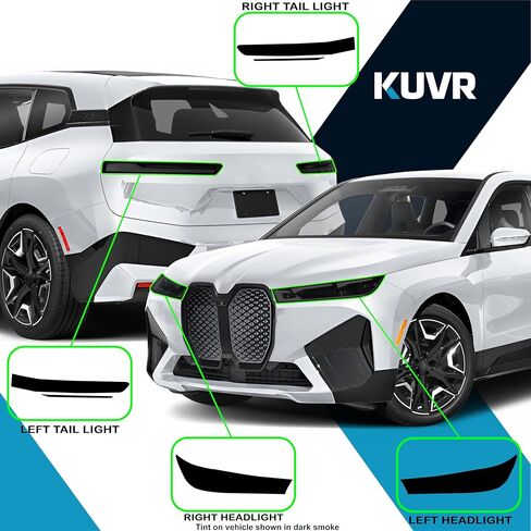 طقم المصابيح الأمامية المقطوعة مسبقًا المتوافقة مع BMW iX 2022-2025 | غلاف غلاف من الفينيل PPF قابل للتمدد بدقة (دخان خفيف) in Kuwait