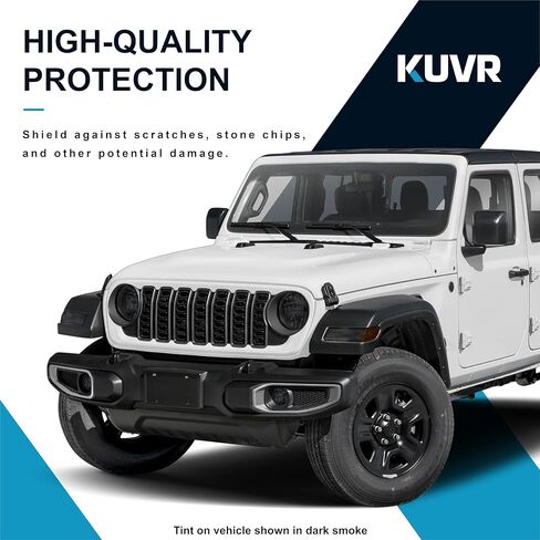 طقم تلوين الضوء الخلفي للمصابيح الأمامية المقطوعة مسبقًا متوافق مع Jeep Gladiator 2020-2025 | غلاف غلاف من الفينيل PPF قابل للتمدد بدقة (دخان داكن) in Kuwait
