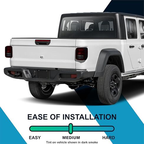طقم تلوين الضوء الخلفي للمصابيح الأمامية المقطوعة مسبقًا متوافق مع Jeep Gladiator 2020-2025 | غلاف غلاف من الفينيل PPF قابل للتمدد بدقة (دخان داكن) in Kuwait