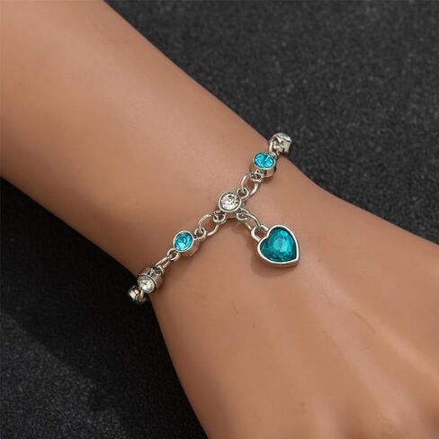 سوار على شكل قلب المحيط مطلي بالذهب الأبيض للنساء من الكريستال والزجاج على شكل قلب سلسلة أنيقة هدايا مجوهرات بسيطة in Kuwait