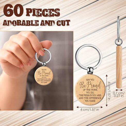 Henoyso 60 Pcs Thank You Keychain Bulk Employee Appreciation Gift Inspirational Keychains for Women Coworker Nurse Volunteer(Inspirational) in Saudi Arabia