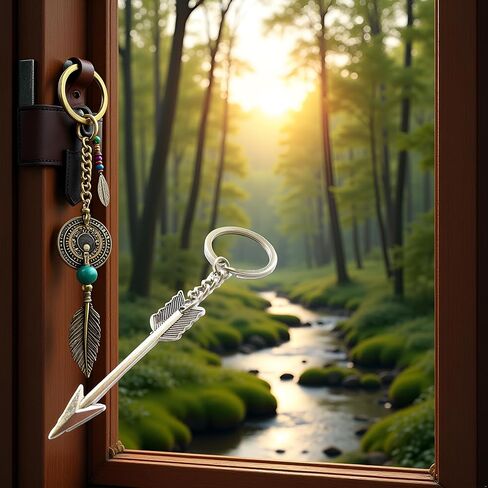 Silver Bow and Arrow Key chain Arrow Keyring Boho Keychain Archer Gift Crossbow Bow Jewelry Archery (arrow with chain 1.1x6.5cm) Beading and Jewelry Findings in Saudi Arabia